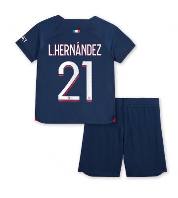 Paris Saint-Germain Lucas Hernandez #21 Koti Pelipaita Lasten 2023-24 Lyhyet Hihat (+ Lyhyet housut)